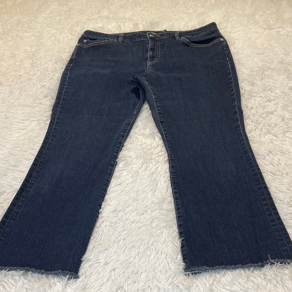 LAUREN BY Ralph Lauren Dark Blue SLIGHT Flare DENIM Jeans WOMENS SIZE 12